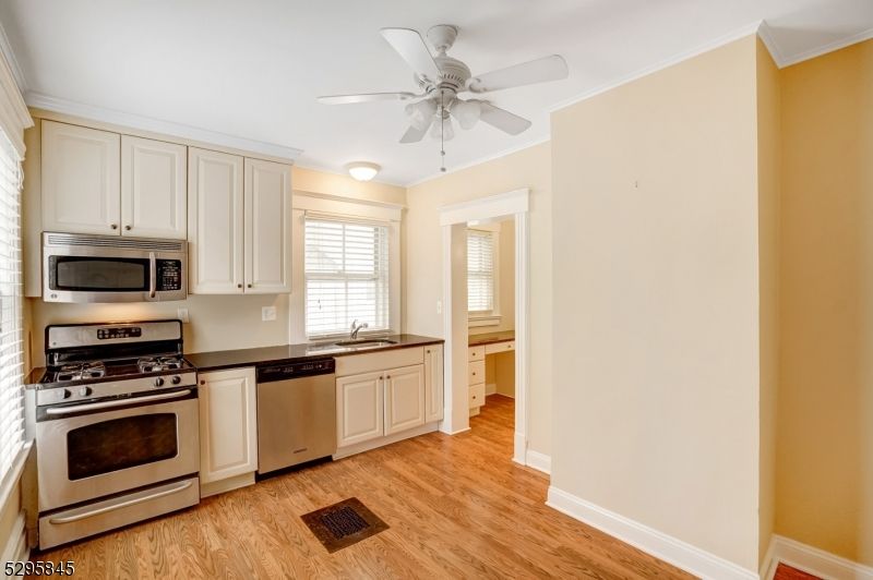 Interior, Kitchen, Stainless Steel Appliances, Wood Texture Flooring