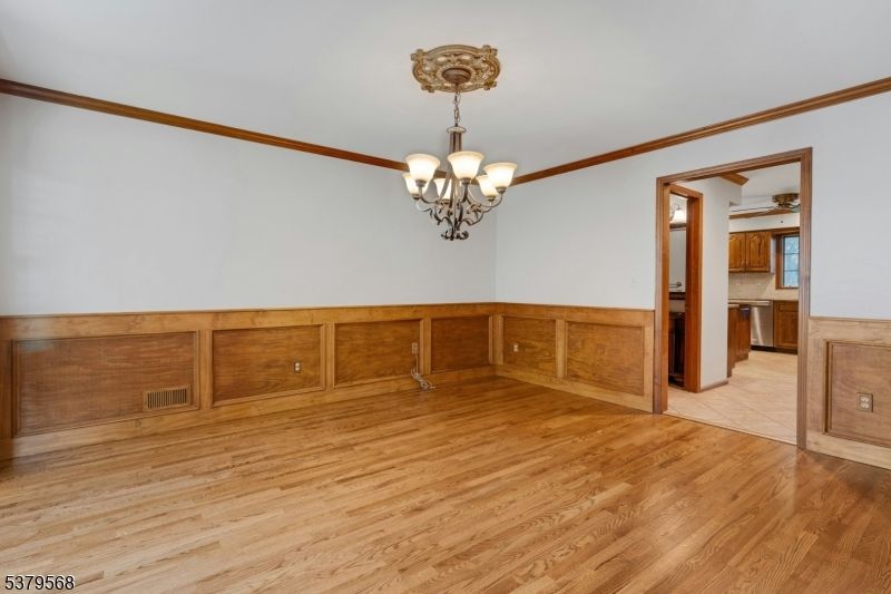Chandelier, Empty room, Interior, Kitchen, Wood Texture Flooring