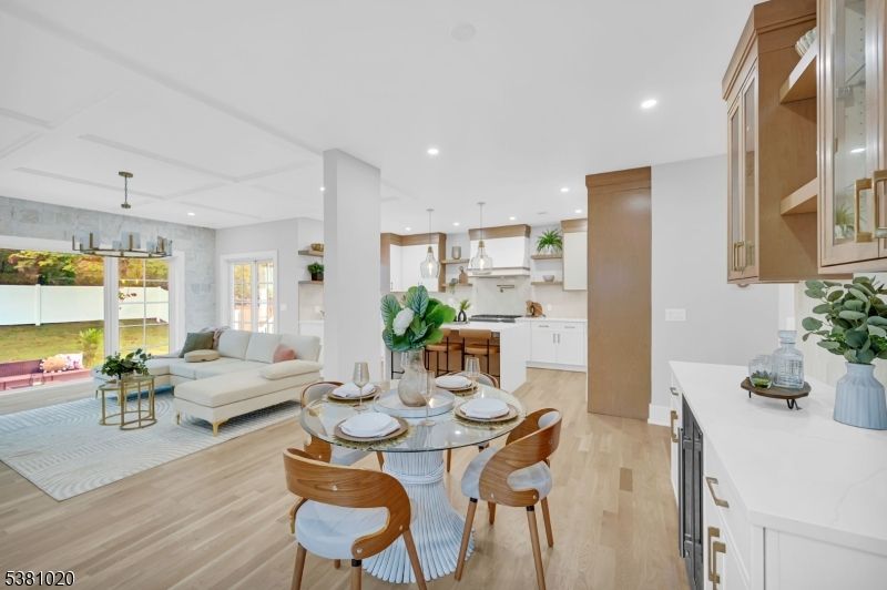 Dining room, Interior, Kitchen, Living room, Pendant Lights, Recessed Lighting, Wood Texture Flooring