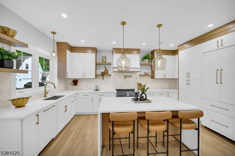 Interior, Kitchen, Pendant Lights, Recessed Lighting, Wood Texture Flooring