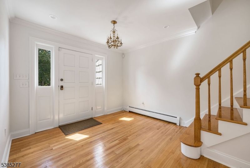 Chandelier, Empty room, Interior, Recessed Lighting, Wood Texture Flooring