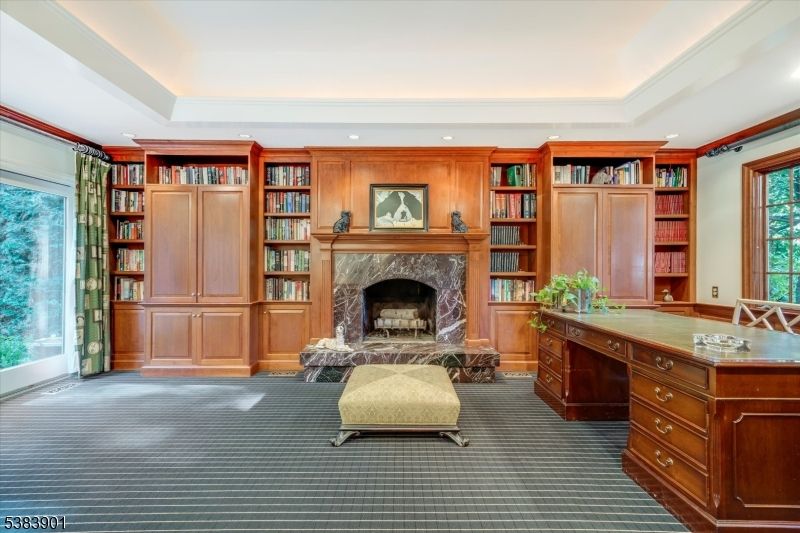 Fireplace, Home Office, Interior, Recessed Lighting