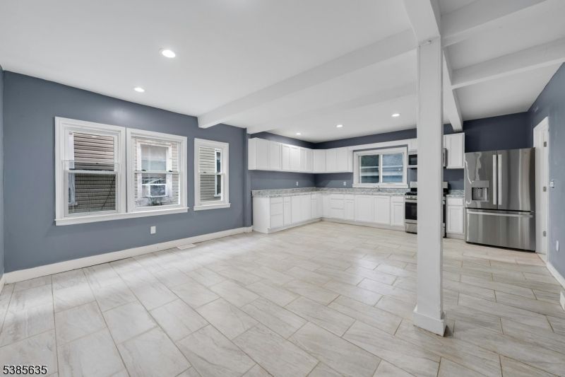 Empty room, Interior, Kitchen, Recessed Lighting, Stainless Steel Appliances