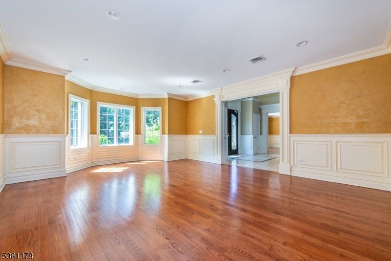 Empty room, Fireplace, Interior, Recessed Lighting, Wood Texture Flooring