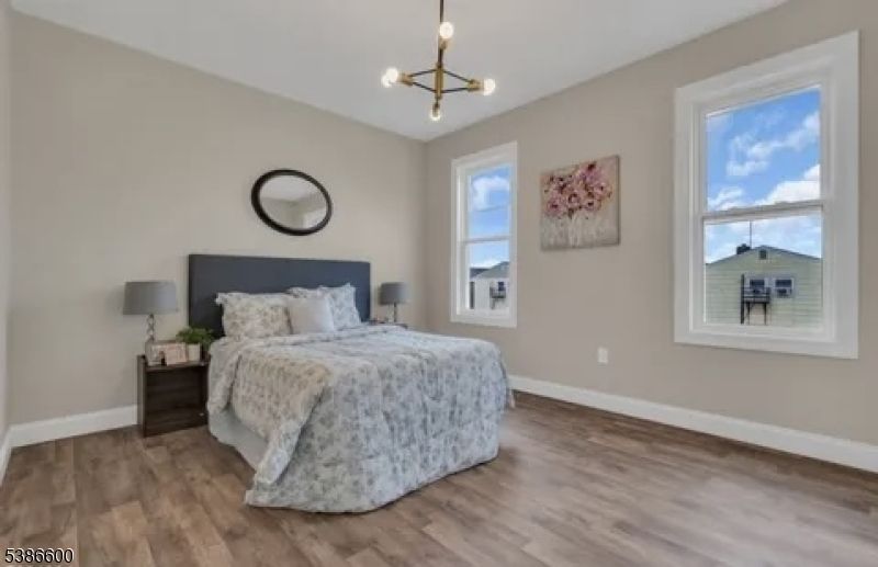 Bedroom, Interior, Pendant Lights, Wood Texture Flooring