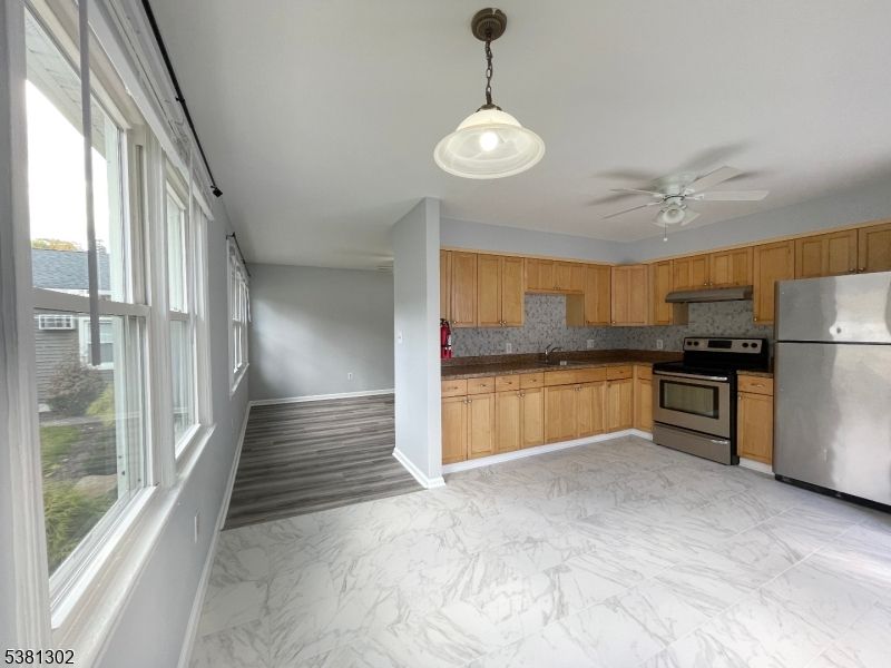 Interior, Kitchen, Marble, Pendant Lights, Stainless Steel Appliances