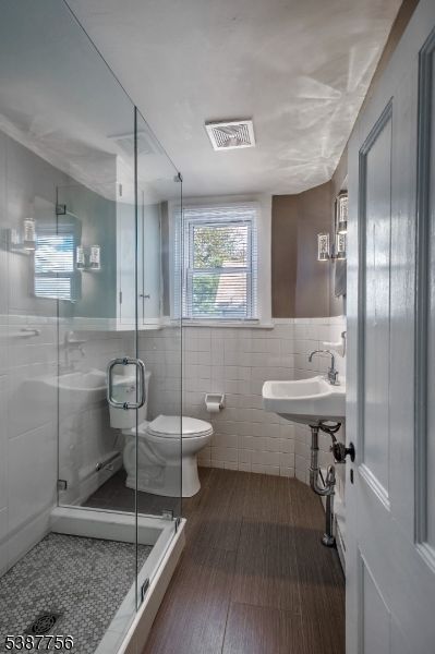 Bathroom, Glass Shower, Interior, Wood Texture Flooring