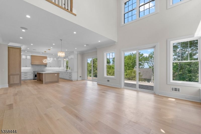 Chandelier, Interior, Kitchen, Pendant Lights, Recessed Lighting, Wood Texture Flooring