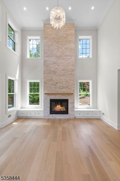 Chandelier, Fireplace, Interior, Recessed Lighting, Wood Texture Flooring