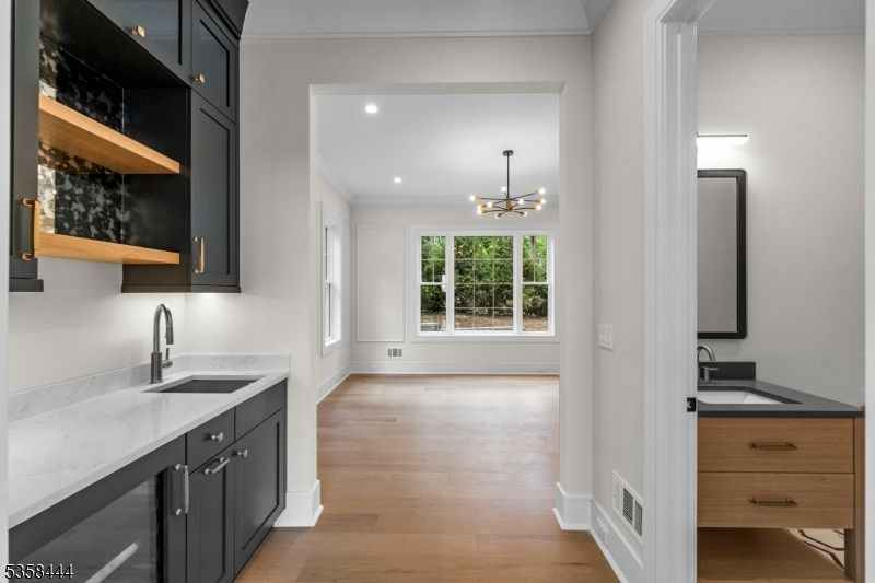 Interior, Kitchen, Pendant Lights, Recessed Lighting, Wood Texture Flooring
