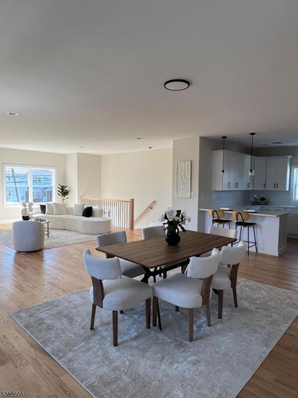 Dining room, Interior, Kitchen, Living room, Pendant Lights, Recessed Lighting, Wood Texture Flooring