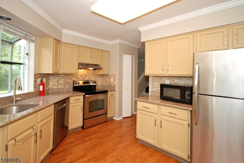 Interior, Kitchen, Stainless Steel Appliances, Wood Texture Flooring