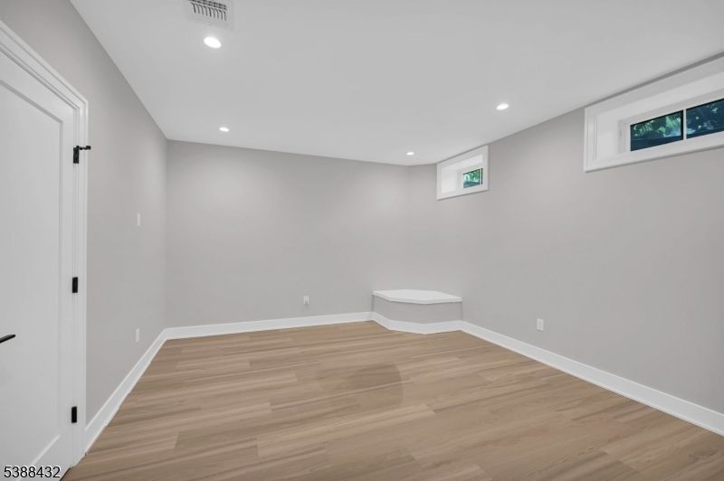 Bathroom, Empty room, Interior, Recessed Lighting, Wood Texture Flooring