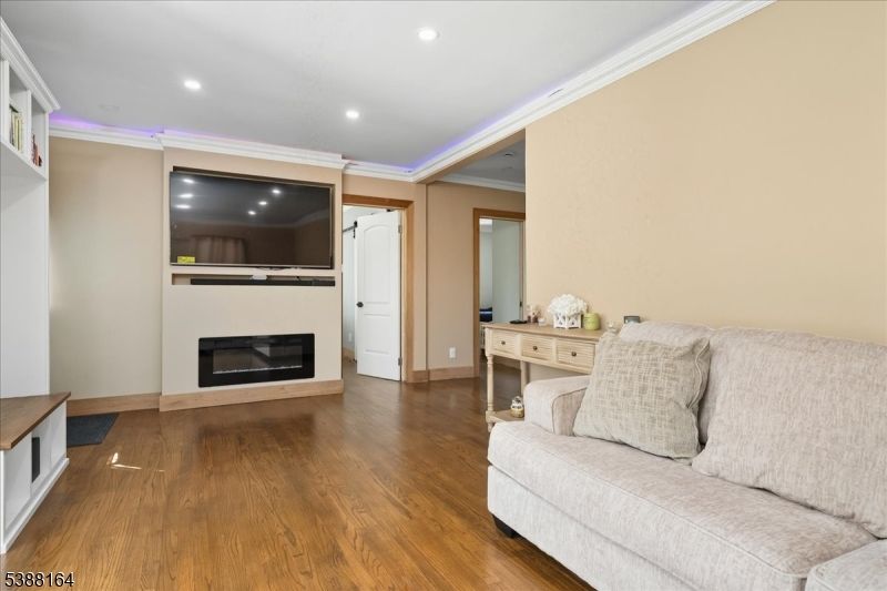 Fireplace, Interior, Recessed Lighting, Wood Texture Flooring