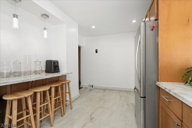Interior, Kitchen, Marble, Pendant Lights, Recessed Lighting