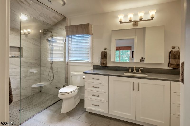 Bathroom, Glass Shower, Interior, Marble Walls, Recessed Lighting