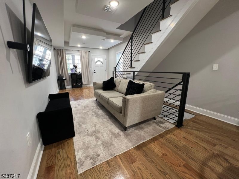 Interior, Living room, Recessed Lighting, Wood Texture Flooring