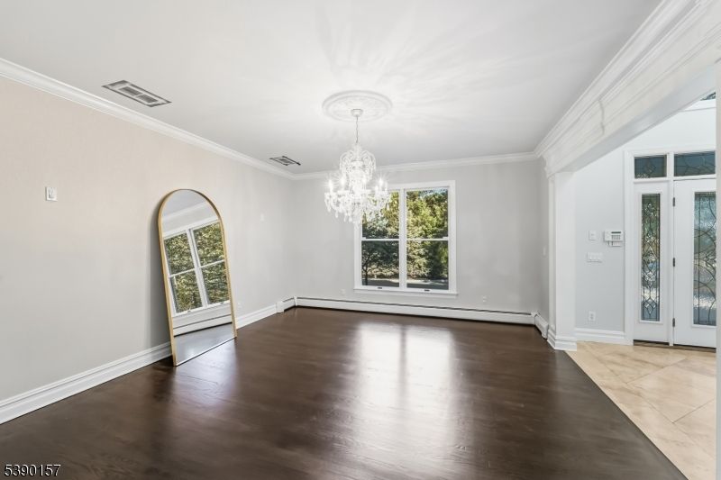 Chandelier, Empty room, Interior, Wood Texture Flooring