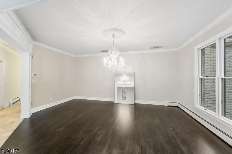 Chandelier, Empty room, Interior, Wood Texture Flooring