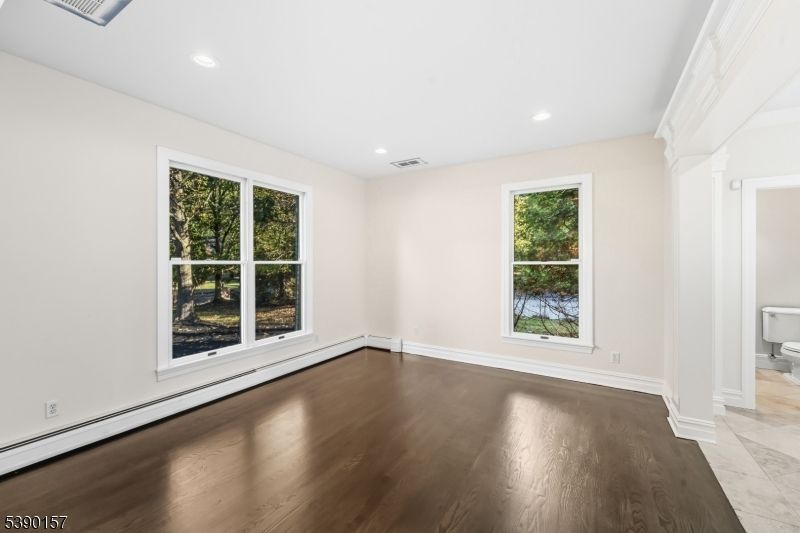 Bathroom, Empty room, Interior, Recessed Lighting, Wood Texture Flooring