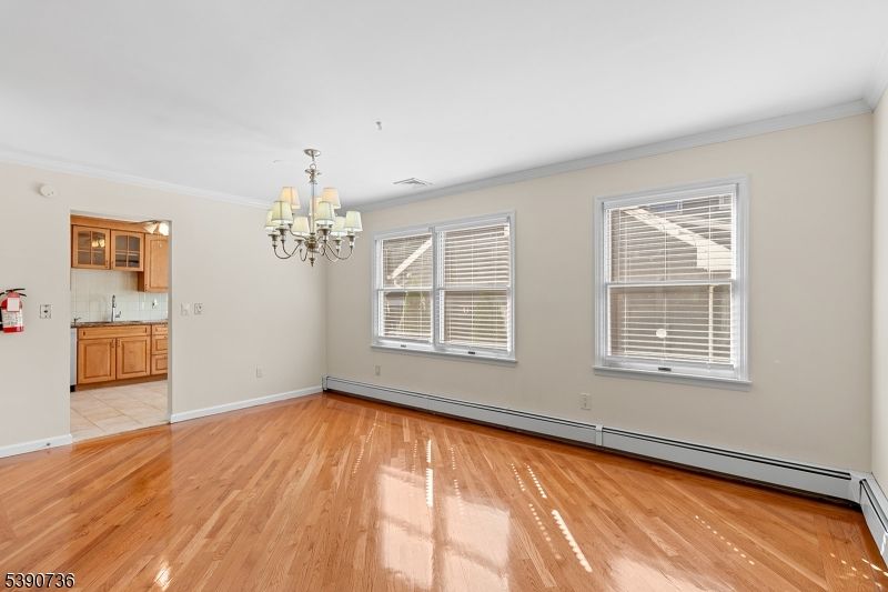 Chandelier, Empty room, Interior, Kitchen, Wood Texture Flooring