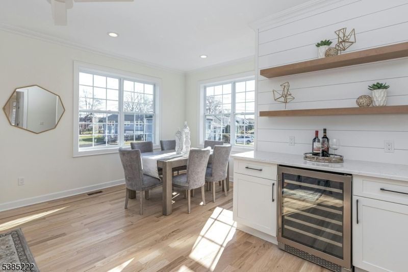 Dining room, Interior, Kitchen, Recessed Lighting, Wood Texture Flooring