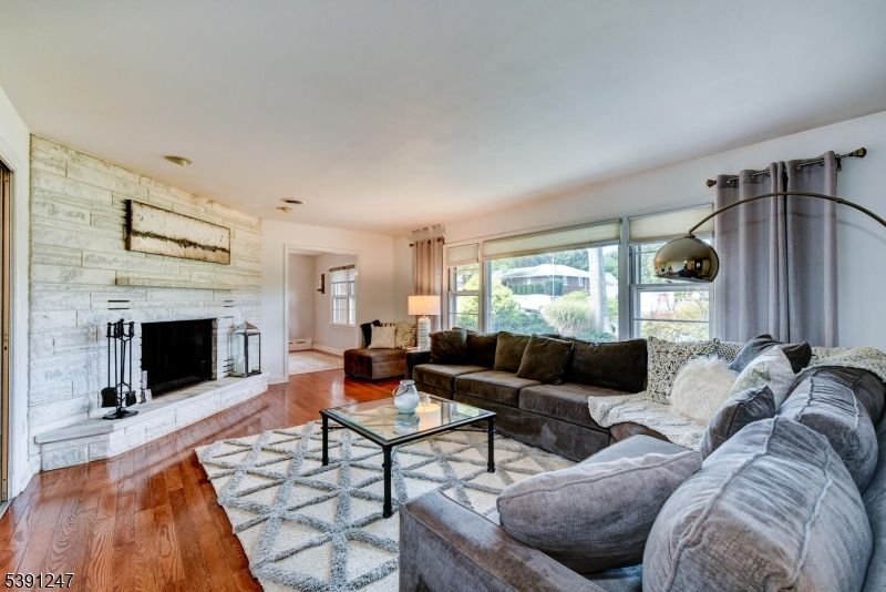 Fireplace, Interior, Living room, Stone Walls, Wood Texture Flooring