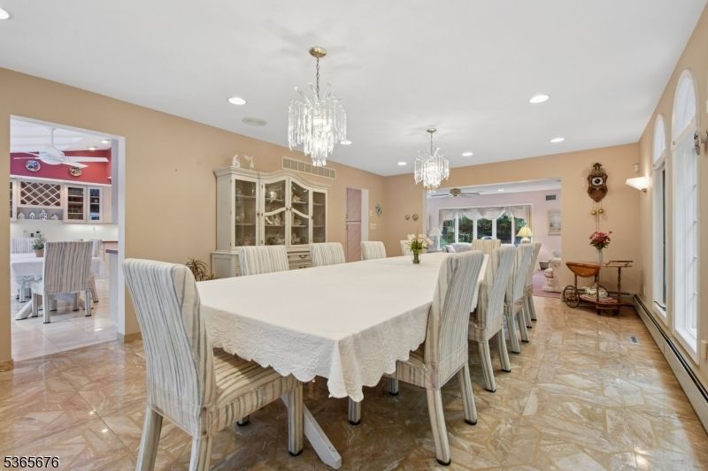 Chandelier, Dining room, Interior, Recessed Lighting