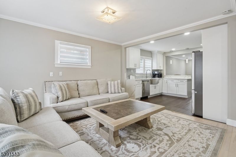 Interior, Kitchen, Living room, Recessed Lighting, Wood Texture Flooring