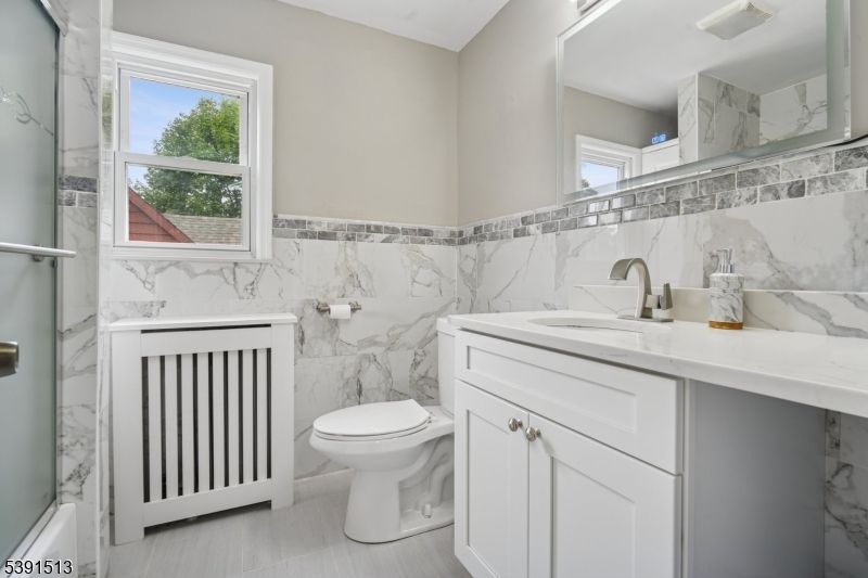 Bathroom, Interior, Marble Walls, Wood Texture Flooring