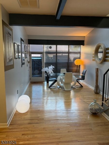 Dining room, Fireplace, Interior, Wood Texture Flooring