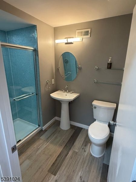 Bathroom, Glass Shower, Interior, Wood Texture Flooring