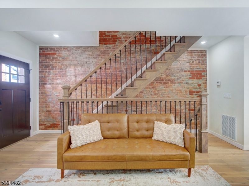 Interior, Recessed Lighting, Stone Walls, Wood Texture Flooring