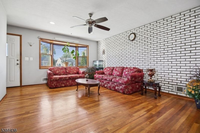 Interior, Living room, Recessed Lighting, Stone Walls, Wood Texture Flooring