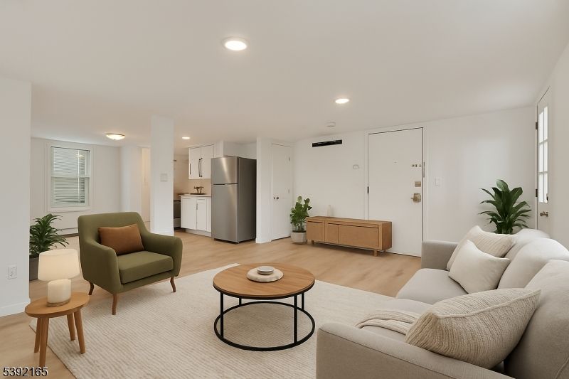 Interior, Kitchen, Living room, Recessed Lighting, Wood Texture Flooring