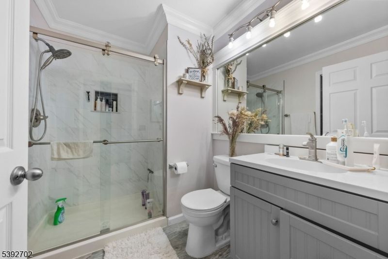 Bathroom, Glass Shower, Interior, Marble Walls, Recessed Lighting