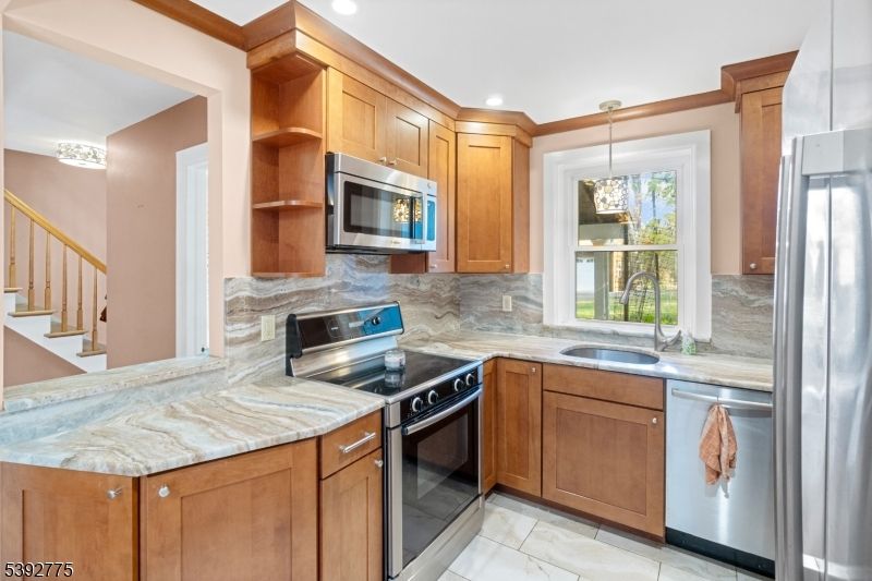 Interior, Kitchen, Pendant Lights, Recessed Lighting, Stainless Steel Appliances