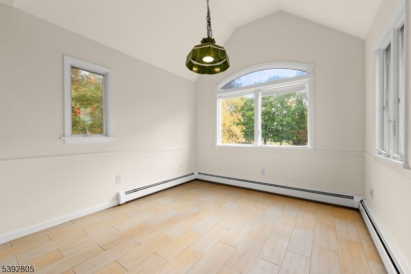 Empty room, Interior, Pendant Lights, Wood Texture Flooring