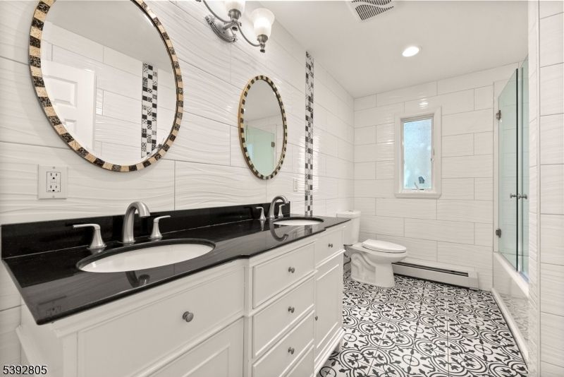 Bathroom, Dual Sink Vanities, Glass Shower, Interior, Recessed Lighting