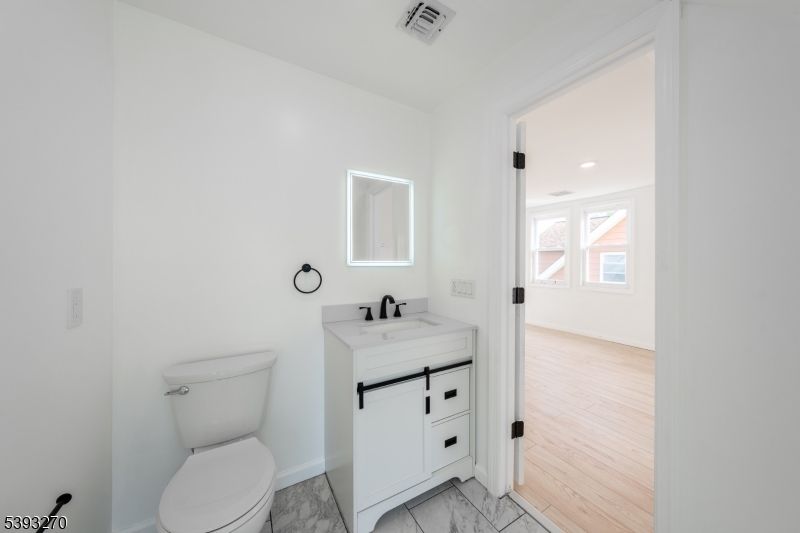 Bathroom, Interior, Marble, Recessed Lighting, Wood Texture Flooring