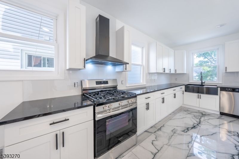 Interior, Kitchen, Marble, Recessed Lighting, Stainless Steel Appliances