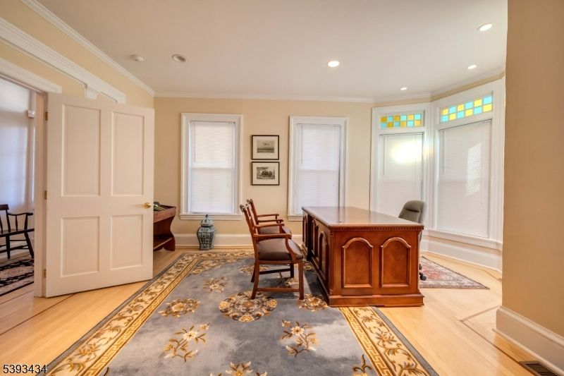 Home Office, Interior, Recessed Lighting, Wood Texture Flooring