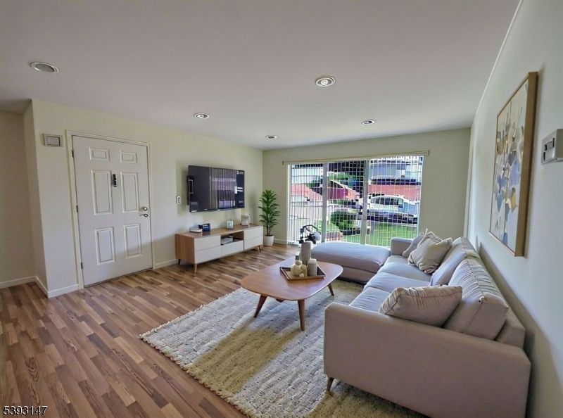 Interior, Living room, Recessed Lighting, Wood Texture Flooring