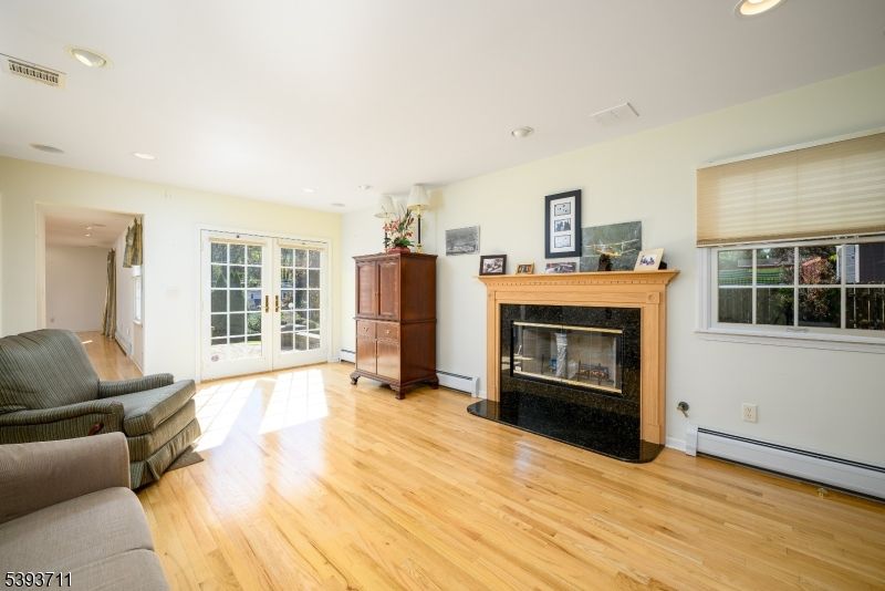 Fireplace, Interior, Recessed Lighting, Wood Texture Flooring