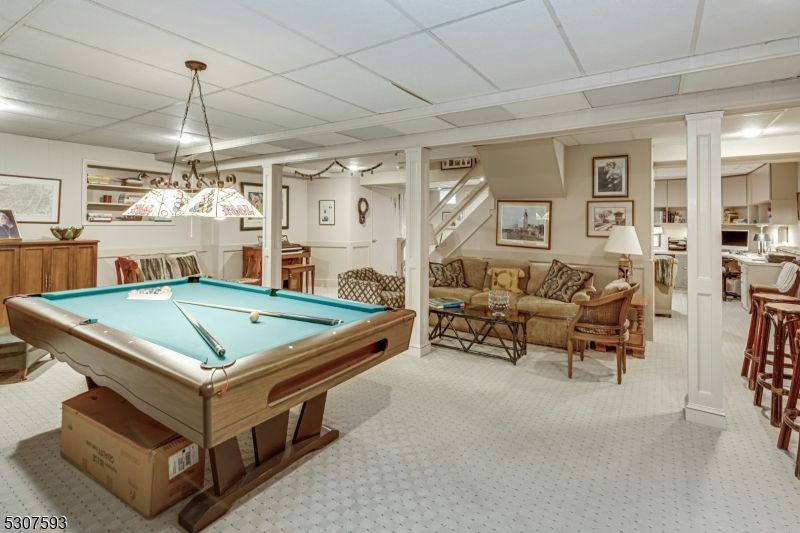Billiard Table, Chandelier, Game Room, Interior, Living room, Pendant Lights
