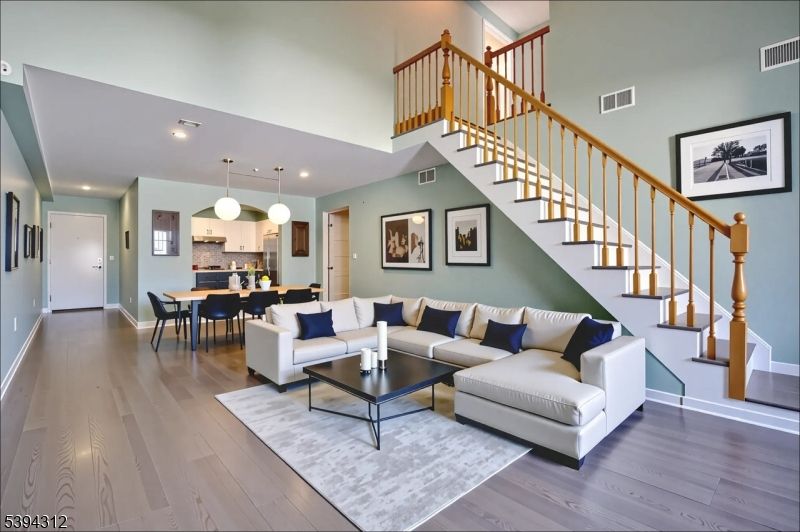 Dining room, Interior, Kitchen, Living room, Pendant Lights, Recessed Lighting, Wood Texture Flooring