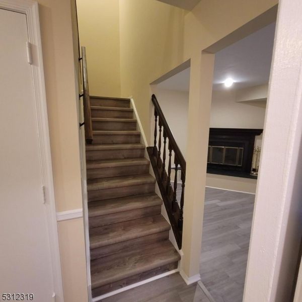 Fireplace, Interior, Recessed Lighting, Wood Texture Flooring
