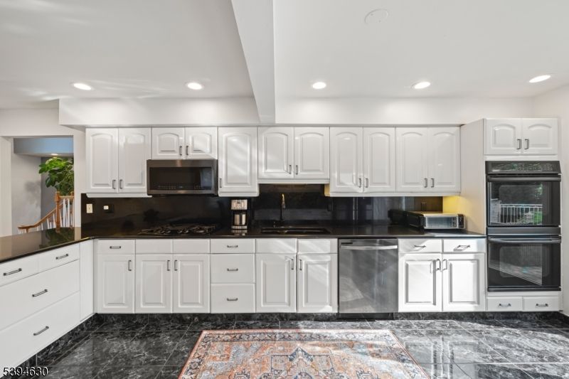 Interior, Kitchen, Marble, Recessed Lighting, Stainless Steel Appliances