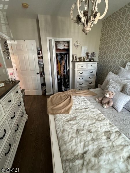 Bedroom, Chandelier, Interior, Wood Texture Flooring