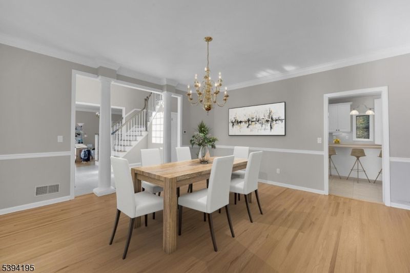 Chandelier, Dining room, Interior, Wood Texture Flooring